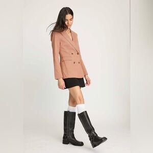 Frenchmauve Daphne Burnt Orange Mini houndstooth Double-Breasted Blazer Size S